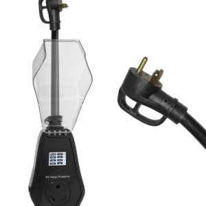 13000J RV Surge Protector 30 Amp with Waterproof Cover LED Display & Voltage Monitoring Auto Shutoff and Reset Circuit Analyzer IP68 RV Adapter Plug for Camper Travel Trailers...