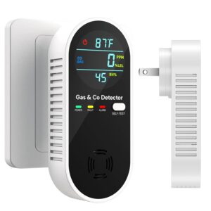 4-in-1 Upgraded Natural Gas Leak Detector and Carbon Monoxide Detectors, Dual Sensor Gas Leak Detector & Carbon Monoxide Detectors Plug in (Temperature & Humidity) for Home, RV...