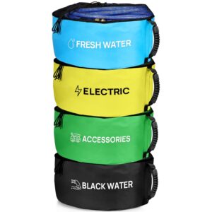 4 Pack Waterproof RV Hose Storage Bags, RV Accessories for Inside, RV Utility Bag for 4 Colors Organization, Store Your Fresh Water Sewer Hoses Electrical Cords & Accessories...