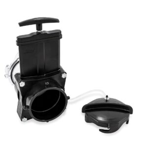 Camco Camper/RV Gate Valve - Features Built-In 3.5-Inch Clear Adapter & 4 Bayonet Prongs - Fits 3-Inch Sewer Fittings & Connects Easily to RV Drain Pipe (39053)