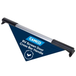 Camco Camper/RV Screen Door Cross Bar - Protects The Screen Door & Allows for Easier Exit from Travel Trailer - Adjusts from 21-5/8-Inches to 28-5/8-Inches (42183)