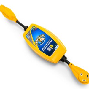 Camco Power Grip Camper/RV 30-Amp Voltage Protector - Features Integrated Surge Protection of Up to 2,800 Joules & Diagnostic LEDs Indicate Wiring Faults (55301)