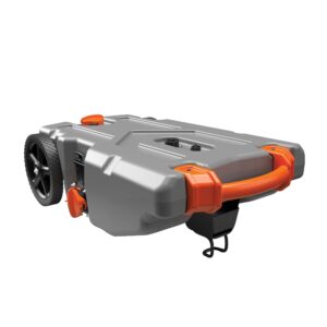 Camco Rhino 36-Gallon Camper/RV Tote Tank - Features Large Heavy-Duty No-Flat Wheels & Built-In Gate Valve - Removable Steel Tow Adapter, 3’ Sewer Hose & More RV Accessories...