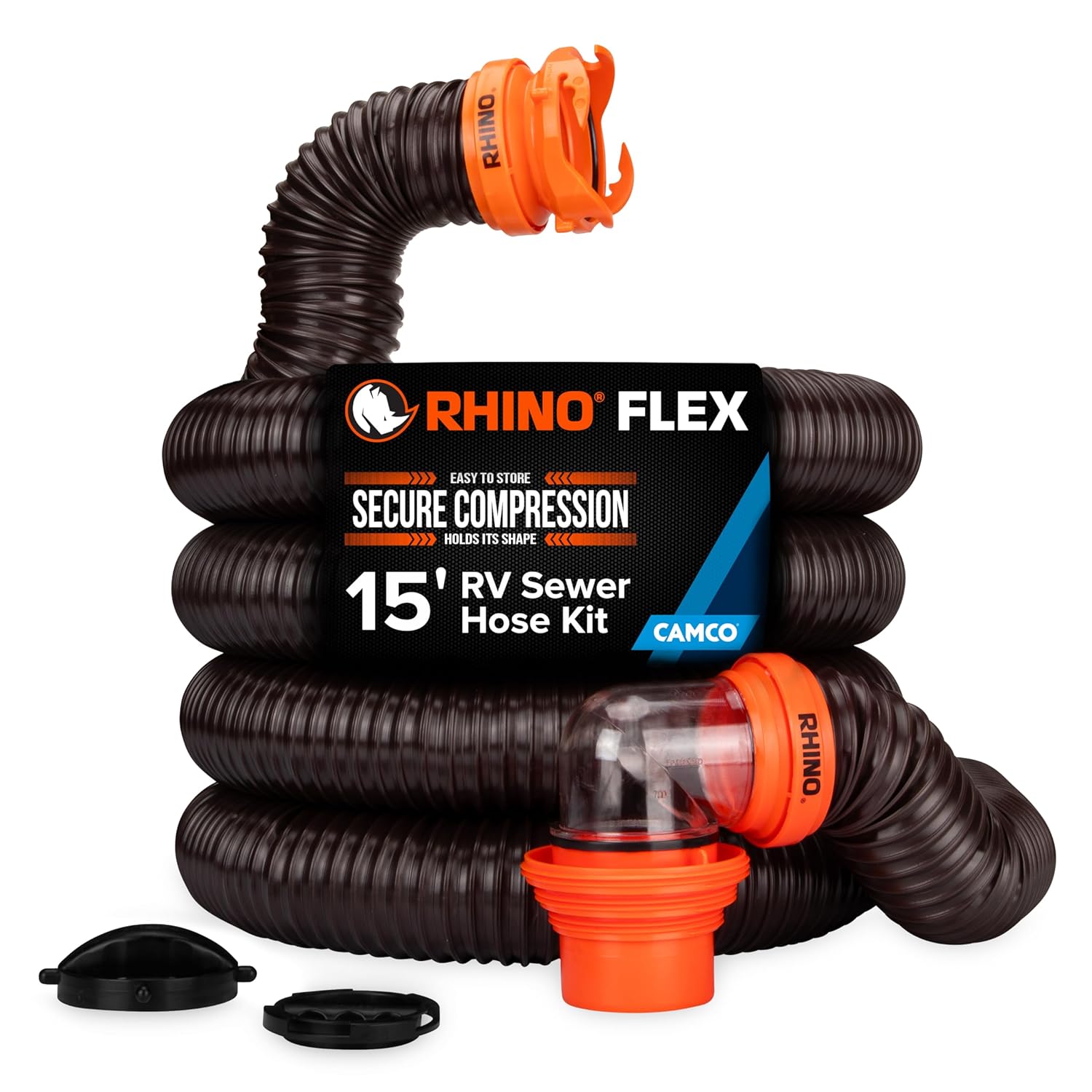 RV sewer management - Camco Rhinoflex 15 ft sewer hose with clear elbow