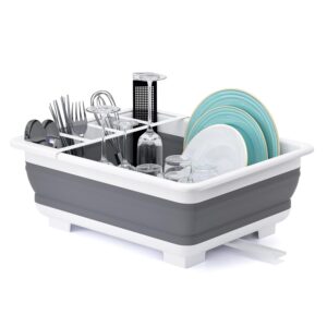 Collapsible Dish Drying Rack Portable Dinnerware Drainer Organizer for Kitchen RV Campers Travel Trailer Space Saving Kitchen Storage Tray