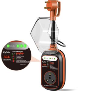 EyGde RV Surge Protector 30 Amp - 30Amp Circuit Analyzer with Waterproof Cover, Integrated Voltage Protection Anti-Theft Auto Power Guard for 30A Adapter Plug Camper Travel...