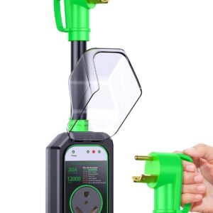 GEARGO RV Surge Protectors 30 Amp, 12000 Joules RV Circuit Analyzer, IP68 Surge Voltage Protection, RV Adapter Plug for Camper (Green)