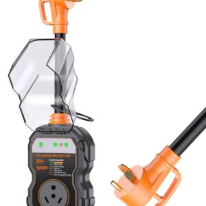 GEARGO RV Surge Protectors 30 Amp, 12000 Joules RV Circuit Analyzer, IP68 Surge Voltage Protection, RV Adapter Plug for Camper (Orange)