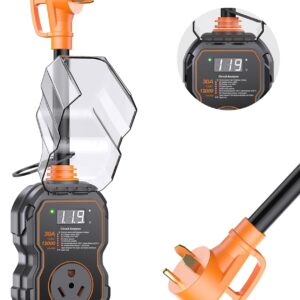 GEARGO RV Surge Protectors 30 Amp with Smart LED Display, 12000 Joules RV Circuit Analyzer Waterproof with High/Low Voltage Protection, RV Adapter Plug for Camper