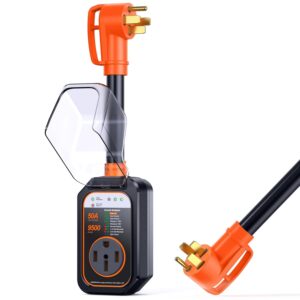 GEARGO RV Surge Protectors 50 Amp Waterproof, [2025 New Upgraded] RV Circuit Analyzer, Full Protection RV Adapter Plug for Camper(Orange)