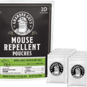 Grandpa Gus’s Extra-Strength Mouse Repellent Pouches, Peppermint & Cinnamon Oil, Natural Rodent Deterrent Control for Garage, RV, Car, Basement, Attic, Storage, 1.75 Oz (Pack of...