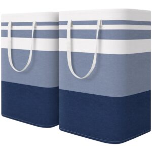 HomeHacks 2-Pack Large Laundry Basket, Waterproof, Freestanding Laundry Hamper, Collapsible Tall Clothes Hamper with Extended Handles for Clothes Toys in the Dorm and Family...