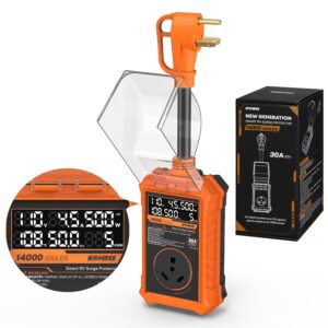 Kohree RV Surge Protector 30 Amp with LED Real-time Large Screen Display Voltage Current KWH, 14000 Joules Auto Shut Off, Circuit Analyzer RV Power Surge Protector Waterproof...