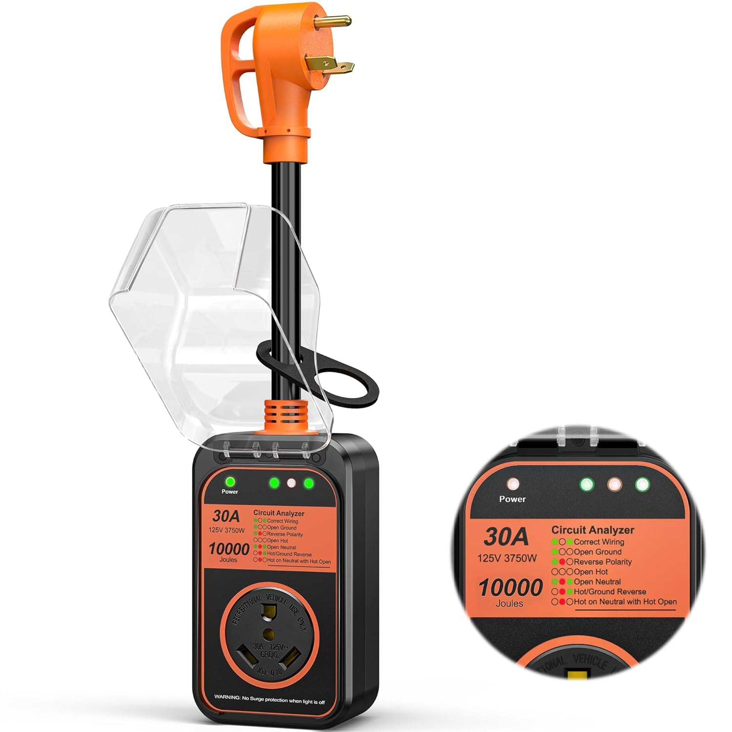 MILLIONHOME RV Surge Protector 30 Amp, 𝟐𝟎𝟐𝟓 𝐍𝐞𝐰 𝐔𝐩𝐠𝐫𝐚𝐝𝐞𝐝 Voltage Protection RV Power Surge Protectors Waterproof, RV Adapter Plug for Camper, Circuit Analyzer for Travel Trailers