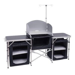 Nice C Camping Kitchen Table, Folding Table, Upgrade Light Stand and Windshield Cooking Station & 3 Organizers, Carry Bag for Outdoor, Beach, BBQ, Picnic, Cooking, Indoor,...