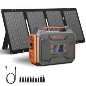 Portable Solar Generator, 300W Portable Power Station with Foldable 60W Solar Panel, 110V Pure Sine Wave 280Wh Lithium Battery Pack with USB DC AC Outlet for Home Use RV Van...