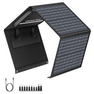 Portable Solar Panel Charger 40W Foldable Solar Panel for Portable Power Station, iPhone, iPad, Laptop, Camping Solar Panels with USB QC 3.0/USB C/18V DC, Solar Panels for...