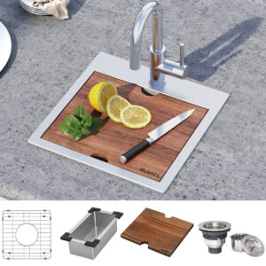 Ruvati Siena Stainless Steel Sink & Cookstation - 15x15"