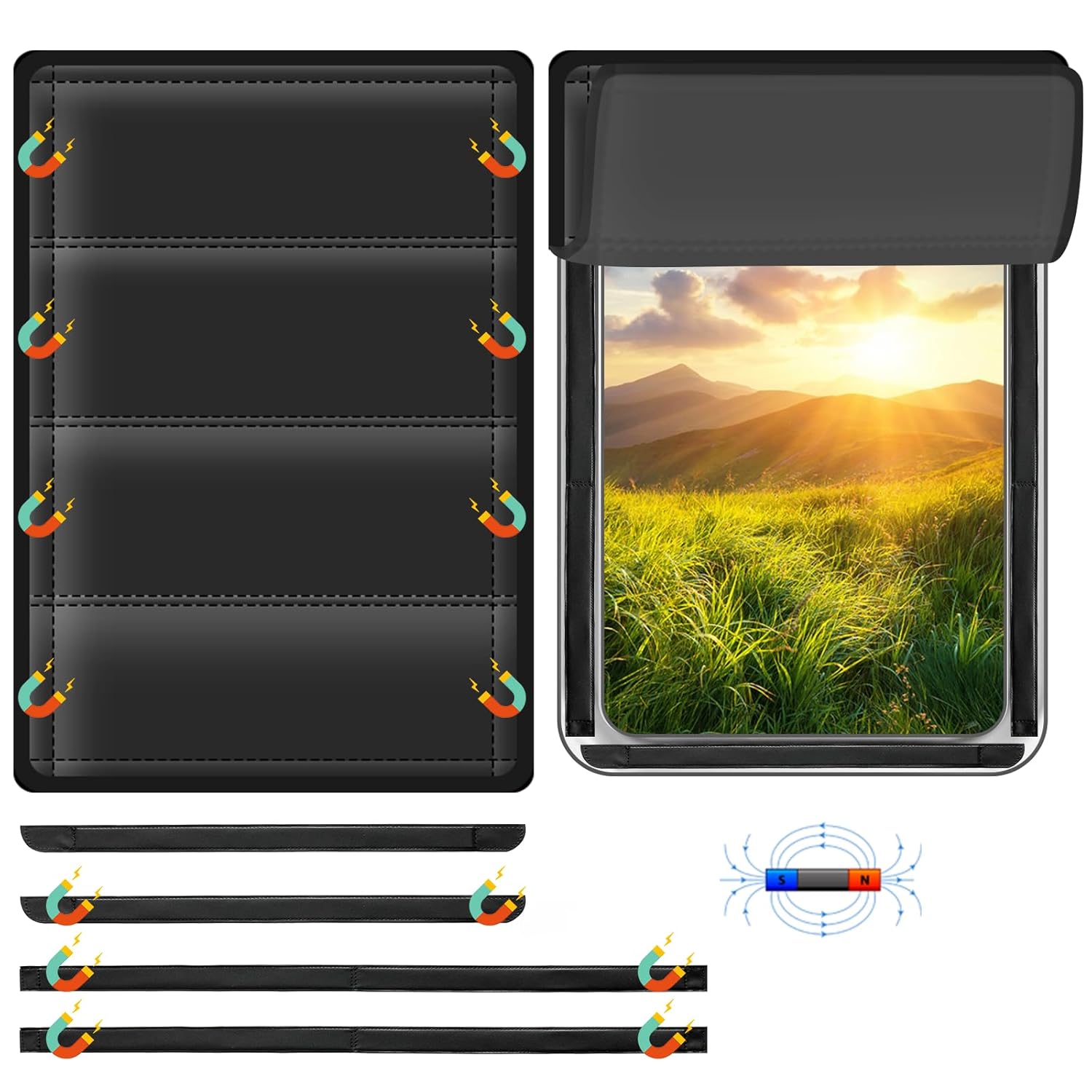 RV Door Window Shade Cover - Magnetic RV Blackout Window Cover with UV Protection and Privacy Features (25 * 16 in) Foldable Magnet Design, Waterproof Fabric, and Reflective...