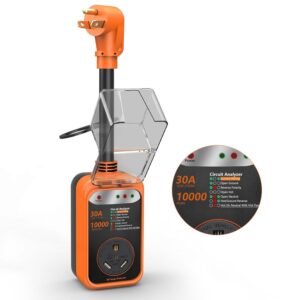 RV Surge Protector 30 Amp, 10000 Joules RV Circuit Analyzer with Waterproof Cover,RV Adapter Plug for Camper Travel Trailers (30 AMP)