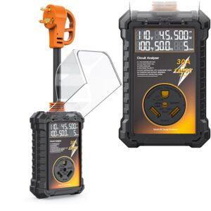 RV Surge Protector 30 Amp, 14000J Waterproof RV Circuit Automatic Over/Under Voltage & Temperature Shutoff, 6-in-1 Smart Display for RV Safety for Camper Travel Trailer