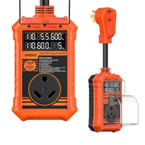 RV Surge Protector 30 Amp, 16000J with Smart Auto Shutoff – IP67 Waterproof – LED Large Screen Real-Time Circuit Analyzer for Camper & Travel Trailer