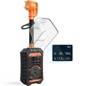 RV Surge Protector 30 Amp Smart RV Circuit Analyzer with LED Real-time Display Voltage Current KWH 10000 Joules Portable Waterproof RV Surge Protector for Camper Travel Trailer...