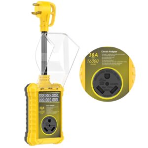 Rv Surge Protector 30 Amp Waterproof,16000 J Upgraded RV Power Surge Protector with Safety Certification, RV Adapter Plug for Camper, Circuit Analyzer for Travel Trailers Yellow