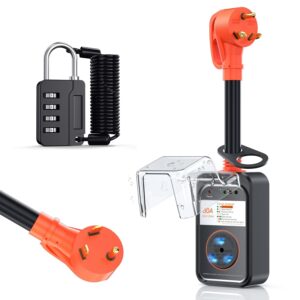 RV Surge Protector 30 Amp Waterproof,9800 Joules Upgraded RV Circuit Analyzer with Waterproof Cover, RV Power Voltage Protection Guard Camper Accessories for Travel...