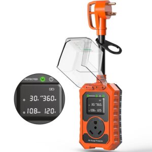 RV Surge Protector 30 Amp Waterproof- Smart 30Amp Power Protectors with Real-Time KWH, Voltage, and Current Monitor Large Screen, LED Display Circuit Analyzer for Camper Travel...