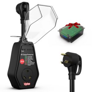 RV Surge Protector 30 Amp with Extra Replaceable Module, 10000 Joules Circuit Analyzer for Camper & Trailer Power Plug, IP65 Waterproof Design with Oversized Cover