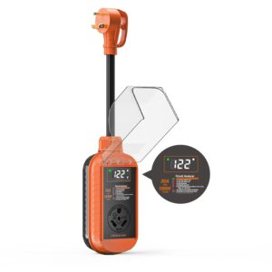 RV Surge Protector with Smart LED Display, 30 amp 10000 Joules RV Circuit Analyzer - Camper Surge Protector with Waterproof Cover, RV Adapter Plug for Campers，Travel Trailers (30A)