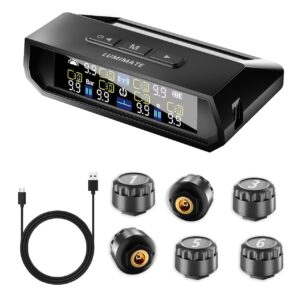 RV Tire Pressure Monitoring System -TPMS 2025 Upgrade Tire Pressure Monitor with 6 Sensors,Solar Charge & Color LCD Display, 0-9.9BAR/144PSI Range, 6 Alarm Modes for...