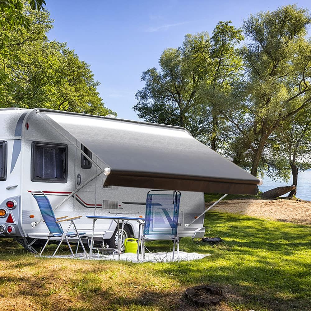 Suncode RV Awning Fabric Replacement Waterpoof Universal Outdoors Canopy for Camper,Trailer,and Motorhome Awning Replacement Premium Grade Vinyl RV Canopy Replacement 17'(Fabric...