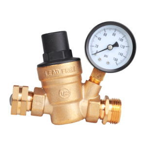 TechnoRV Water Pressure Regulator with Gauge – Brass