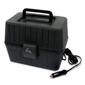 TRAVEL TIME 12V Portable Stove with 5-Pans & Lids, 150w – Universal for Most Vehicles, Mini Microwave Food Warmer for Car, Truck, Travel, Work Cooking