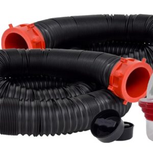 Valterra 20-Foot Dominator RV Sewer Hose Kit, Sewer Hose for RV Camper, Includes 2 Attachable 10-Foot Hoses with Rotating Fittings, 90 Degree Clearview Sewer Adapter, and 4 Drip...