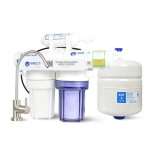 WECO TINY-50 Reverse Osmosis Water Filter System - Compact 4-Stage RO Filtration with TFC Membrane and Lead-Free Faucet - Includes Water Tank