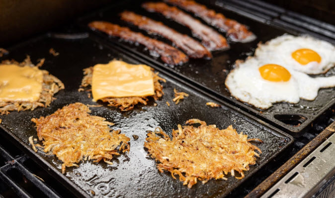 Breakfast hash on griddle