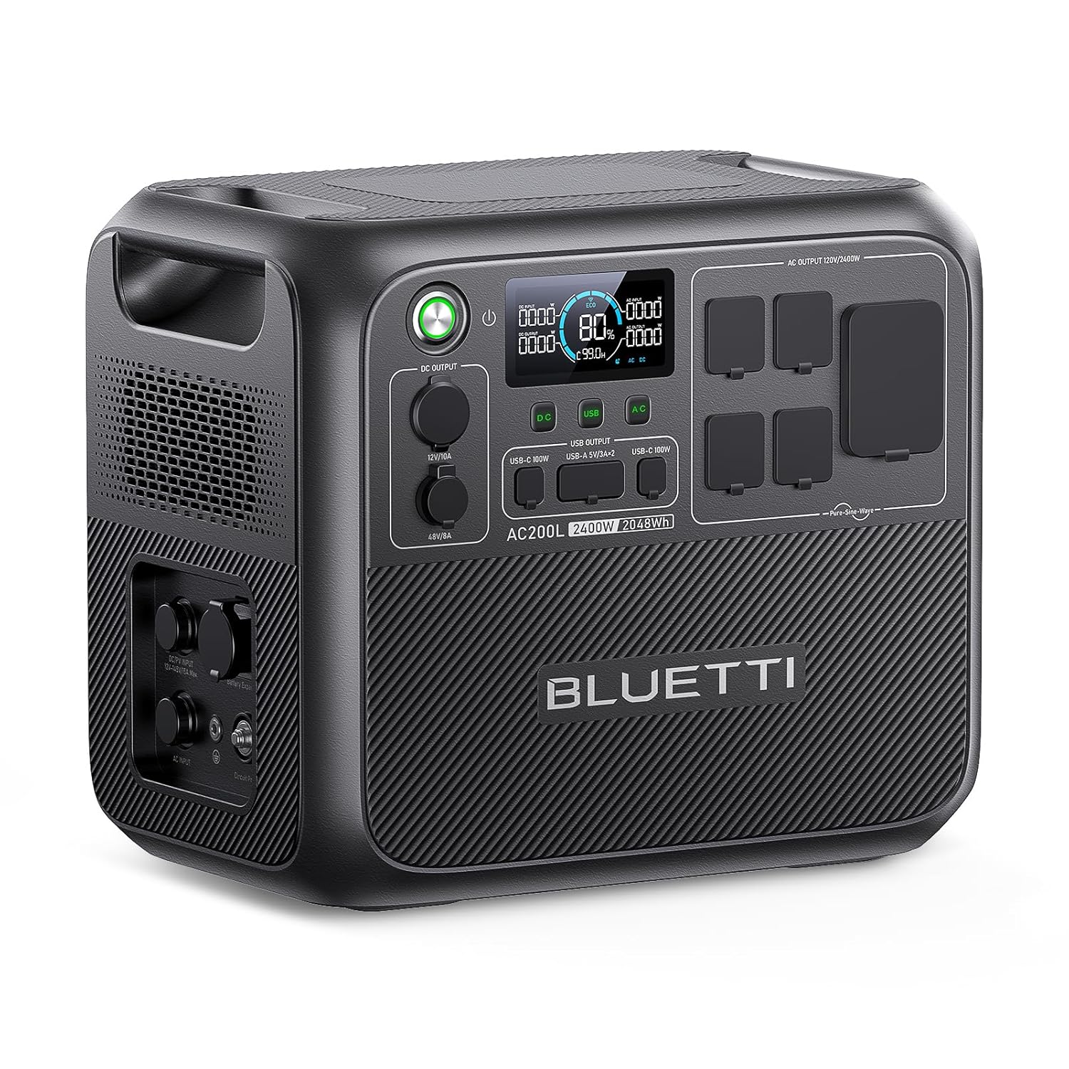 BLUETTI AC200L Portable Power Station, 2048Wh LiFePO4 Battery Backup, Expandable to 8192Wh w/ 4 2400W AC Outlets (3600W Power Lifting), 30A RV Output, Solar Generator for...