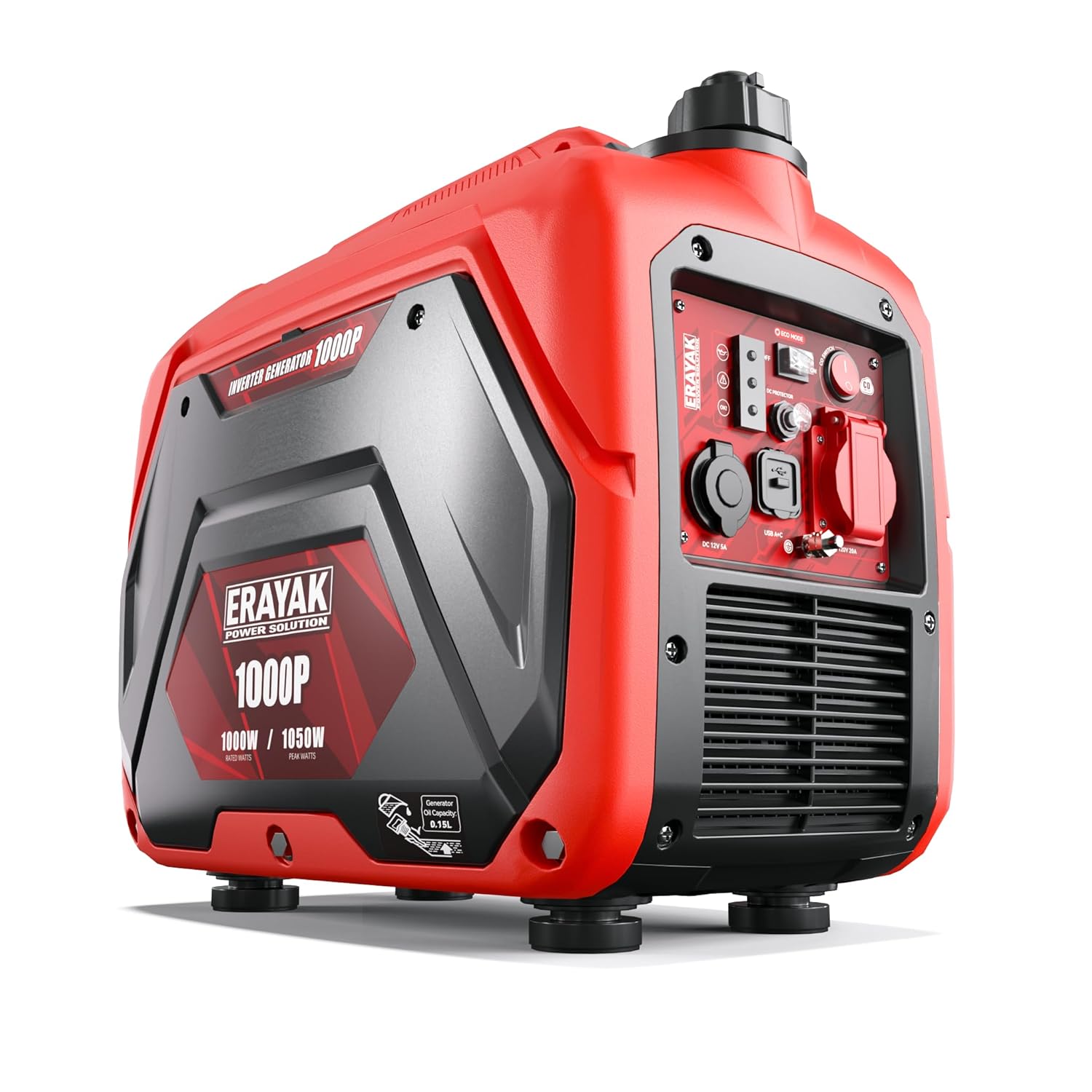 ERAYAK 1050W Portable Inverter Generator for Home & Camping, Ultra Quiet Gas Powered Generator with CO Protection for Outdoor, RV, Emergency Backup Power, EPA Compliant