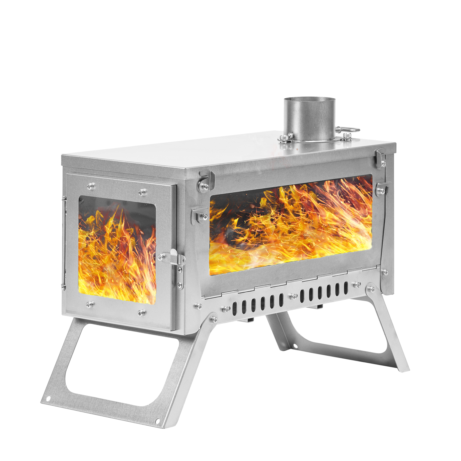 FireHiking LANK Folding Titanium Stove for Camping Thickened TA1, Camping Tent Stove Portable Wood Burning Stove