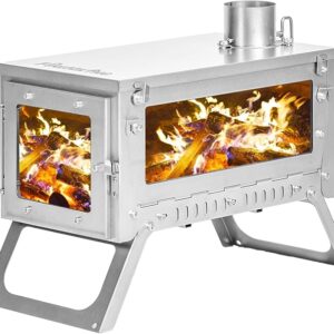 FireHiking LANK Mini Ultralight Tent Stove Thickened TA1 Titanium Camping Tent Stove Folding Portable Wood Burning Stove