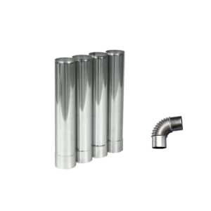 FIREHIKING Stove Pipe Stainless Steel Flue Extension 90 Degree Chimney丨Straight Chimney for Outdoor Camping Stove 2.36inch/6cm (4straight+1elbow)