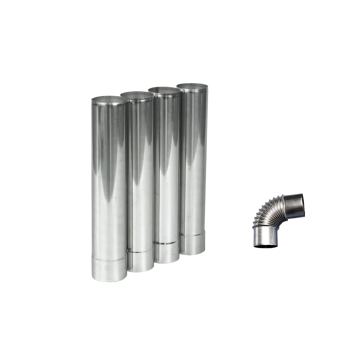 FIREHIKING Stove Pipe Stainless Steel Flue Extension 90 Degree Chimney丨Straight Chimney for Outdoor Camping Stove 2.36inch/6cm (4straight+1elbow)