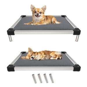 FXW TitanNest Chew-Proof Elevated Dog Bed, Raised Cot for Indoor/Outdoor/Camping Use, Durable & Washable Padded Pet Bed for Toy Dogs, 24.0" L x 20.0" W x 4.1" H, Gray