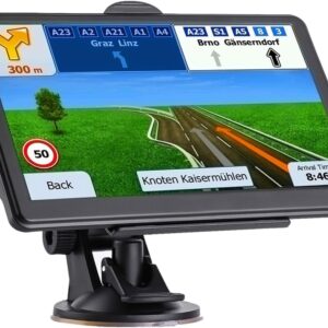 GPS Navigator for Car Truck RV, 7 Inch Touch Screen, Latest 2025 Maps for Car GPS, Support Voice Turn-by-Turn Guidance, Speed and Red Light Warning, Custom Truck Routing