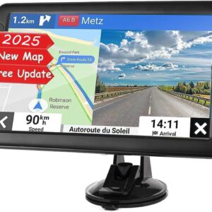 GPS Navigator for Car Truck RV - 9'' Touchscreen Navigation System, 2025 North America Maps Free Lifetime Updates, Turn-by-Turn Voice Guidance, Speed & Red Light Warning, GPS...