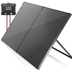 VOLTSET 100 Watt 12 Volt Portable Solar Panel with Waterproof 10A Charger Controller, Foldable 100W Solar Charger Suitcase with H-Bracket for Power Station, Car, Camping, RV,...