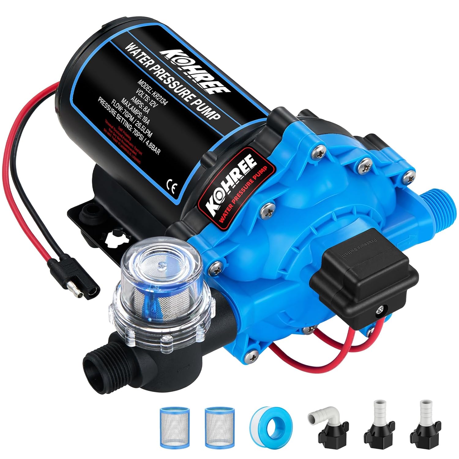 Kohree 7GPM 70PSI 12V RV water pump high flow
